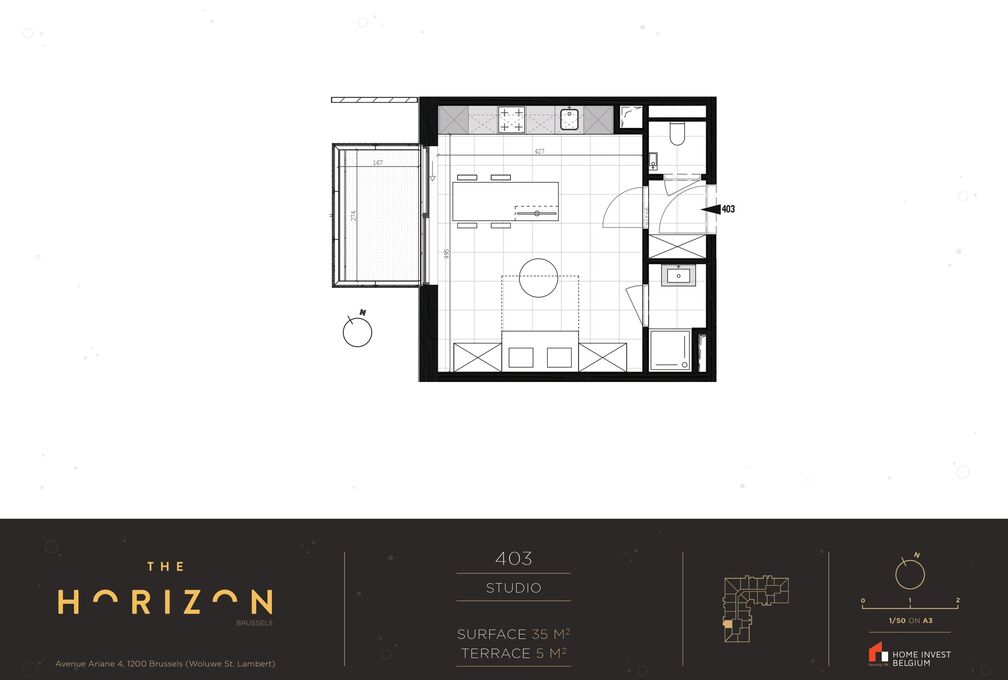 Studio te huur in Woluwe-Saint-Lambert